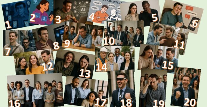 Different versions of AI generated people