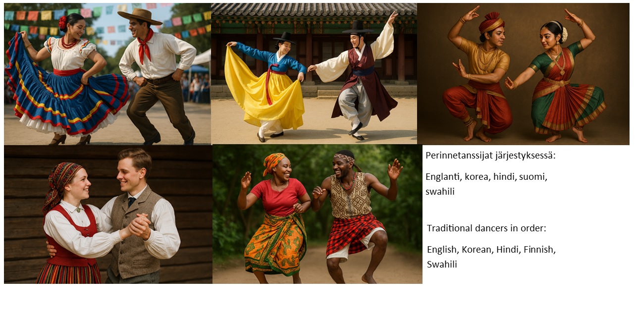 Various cultural groups dancing