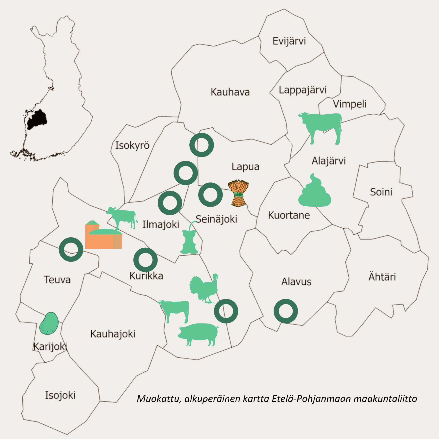 Map of South Ostrobothnia