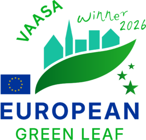 Logo. Vaasa is the winning city of European Green Capital.
