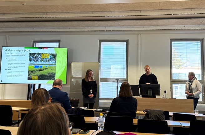 Joni-Roy Piispanen presenting the data from the Natureach Project at the FIN-CLARIAH seminar in March 2025 with Martta Ylilauri and Rebekah Rousi